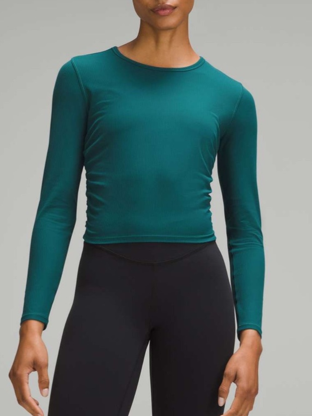 Lululemon All It Takes Ribbed Nulu Long-Sleeve Shirt in Storm Teal Sz 4